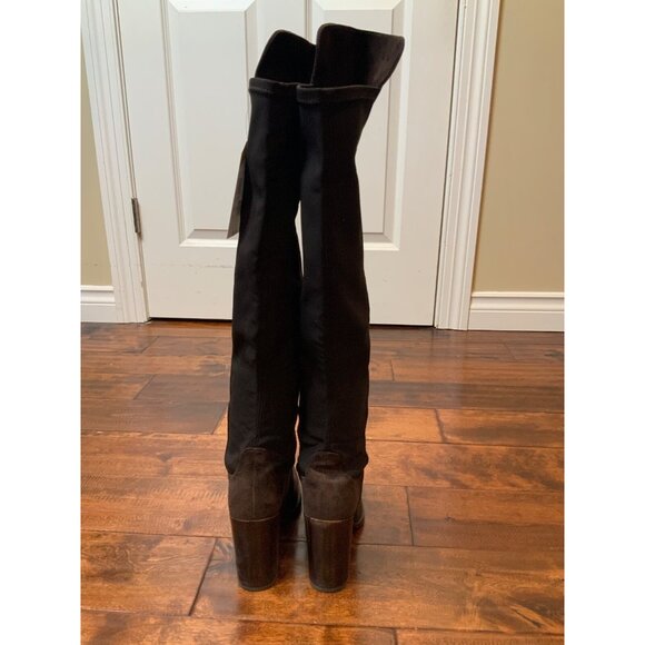 Stuart Weitzman Brown Suede Block Heeled Boots - Picture 6 of 11